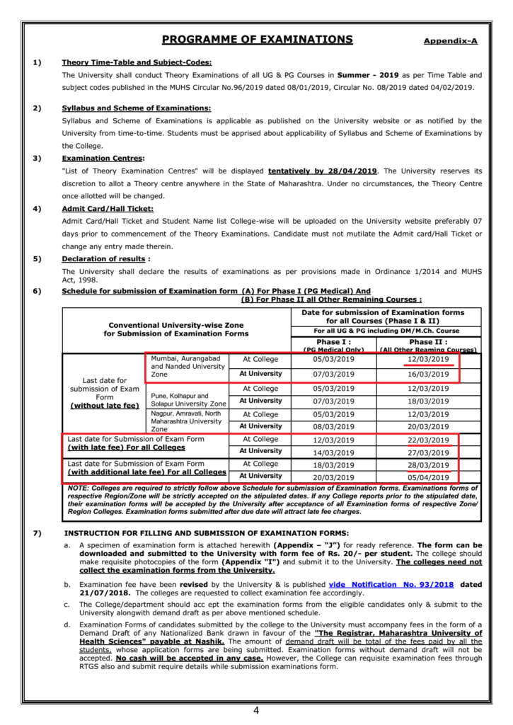 MUHS Exam Summer 2019 Important Dates Dhanwantari Ayurved